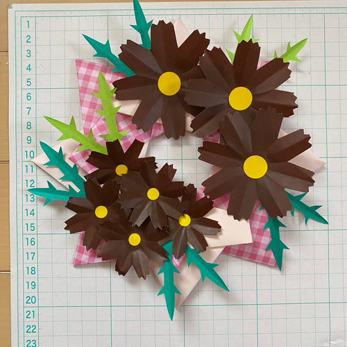 ✨800円〜オーダー専用✨☆ギンガムチェック柄☆お花リース 折り紙リース