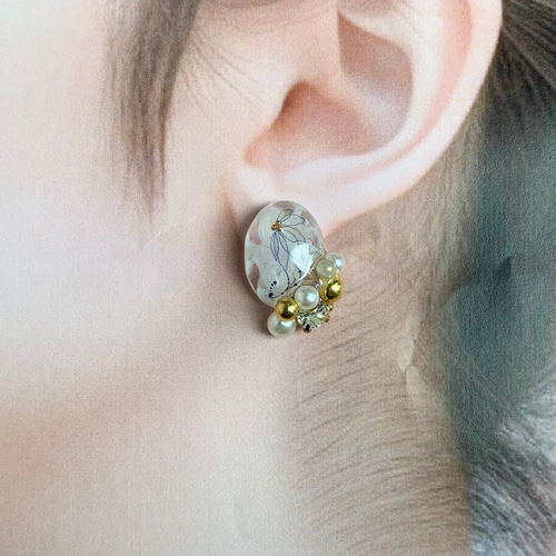 No.101 ハンドメイド 花 ピアス アクセサリー レジン イヤリング  