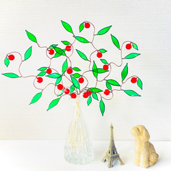 ワイヤーレジンクラフト　りんごのツリー　ワイヤーアート　一輪挿し　インテリア 2枚目の画像