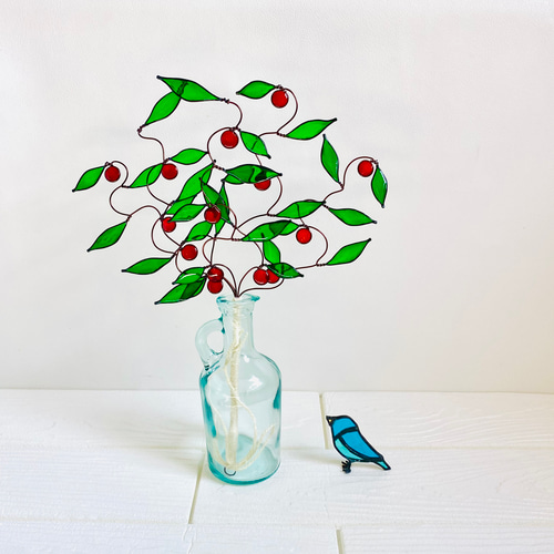 りんごのツリー ワイヤークラフト ステンドグラス風 インテリア雑貨