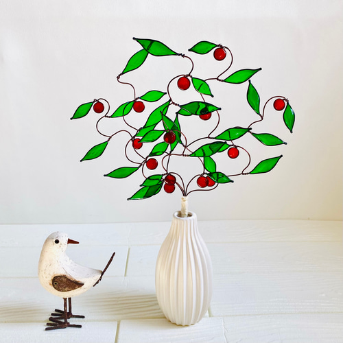 りんごのツリー ワイヤークラフト ステンドグラス風 インテリア雑貨