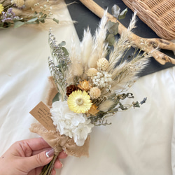 \ホワイト紫陽花/パンパスグラス　ドライフラワースワッグ　ブーケ　30cm  結婚祝い　マタニティ　ニューボーンフォト 6枚目の画像