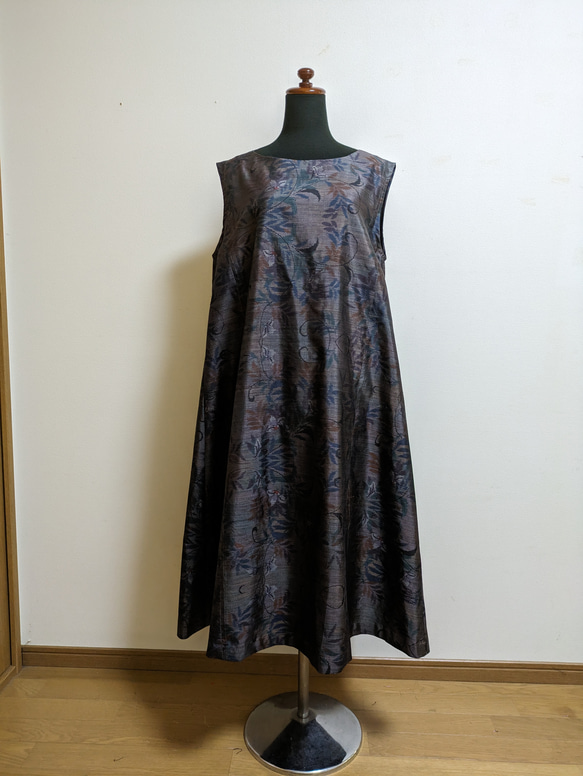SOLD 着物リメイク ワンピース 大島紬 M〜L ワンピース さらあお