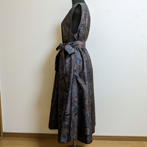 SOLD 着物リメイク ワンピース 大島紬 M〜L ワンピース さらあお
