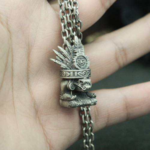 マヤ文明 魔法使い 司祭 シルバー925 ペンダントネックレス ヘビ