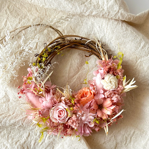 淡いピンク系ドライフラワーハーフリース 淡いピンク系ドライフラワーハーフリース