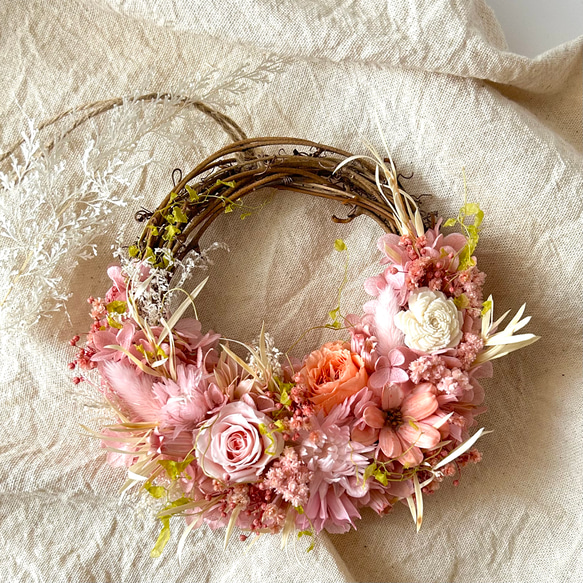 淡いピンク系ドライフラワーハーフリース 淡いピンク系ドライフラワーハーフリース