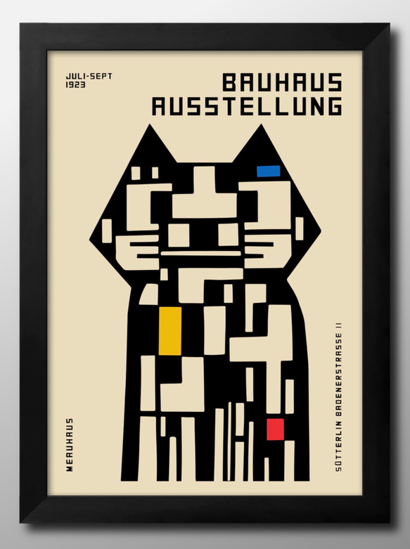 13897　ポスター　絵画　A3サイズ『Bauhaus　バウハウス　猫　』アート　イラスト　デザイン　上級マット紙　北欧 1枚目の画像