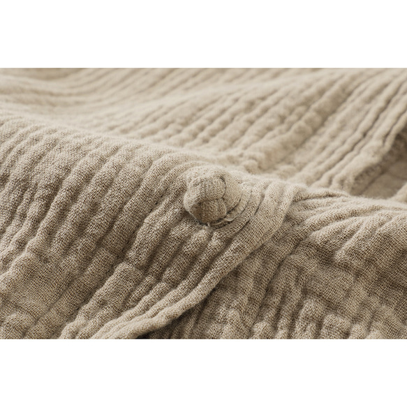 柔らかいダブルガーゼコート　フード付きロングコート　ゆとり羽織り　カーキ　フリーサイズL260KH 6枚目の画像
