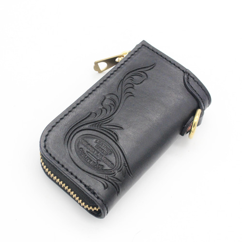 受注生産】手彫りの本革スマートキー収納キーケース ヌメ革 カービング