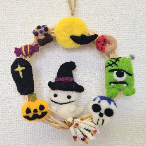 ハロウィン】羊毛フェルトリース【期間限定】送料無料 リース
