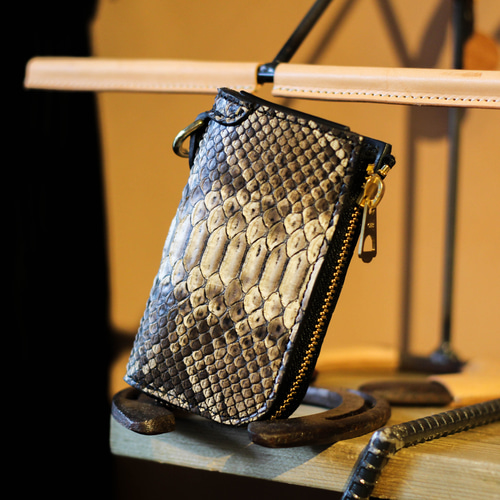 2種類の蛇革スマートキーケース ダイヤモンドパイソン 蛇 名入れ可