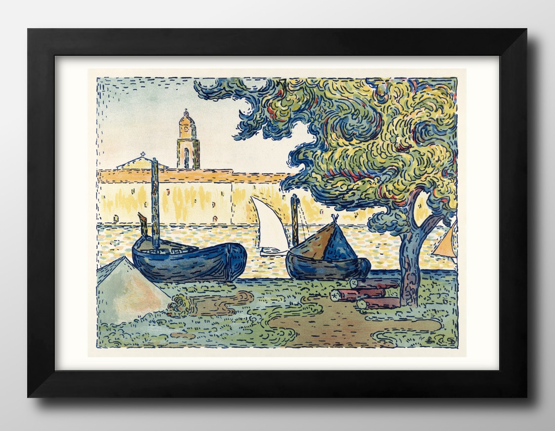 ポール・シニャック【ラ・ロシェル】、希少な画集画、新品高級額・額装付 ポール・シニャック【ラ・ロシェル】、希少な画集画、新品高級額