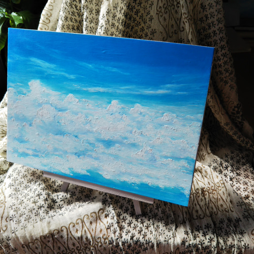 原画 雲を渡る オイルパステル 絵画 Hidamari art 通販 16508371