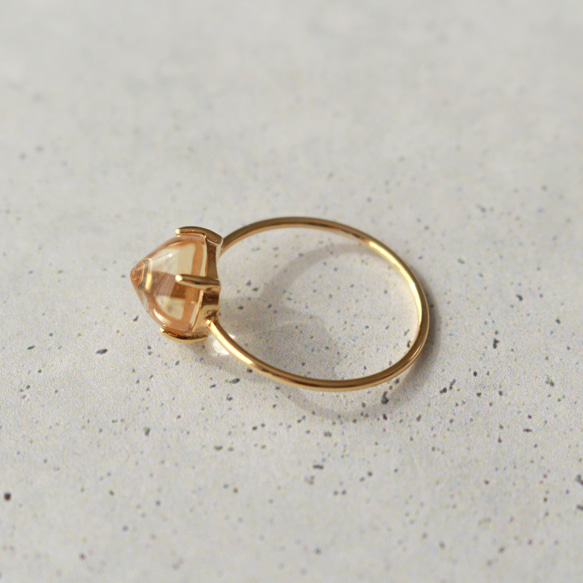 宝石質シトリン シュガーローフカット 指輪 Sliver925 K18GP 5枚目の画像