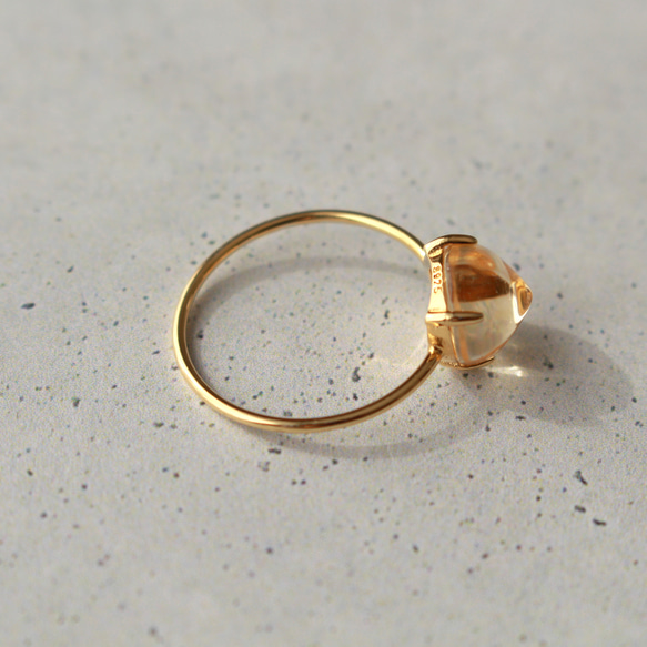 宝石質シトリン シュガーローフカット 指輪 Sliver925 K18GP 7枚目の画像