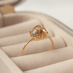 宝石質シトリン シュガーローフカット 指輪 Sliver925 K18GP 1枚目の画像