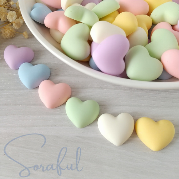 5個】ミルキーハート パステルカラー マット【デコパーツ】D-0025