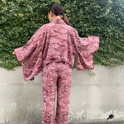 着物リメイク・パンツと前開きファスナーのセットアップ 着物リメイク・パンツと前開きファスナーのセットアップ