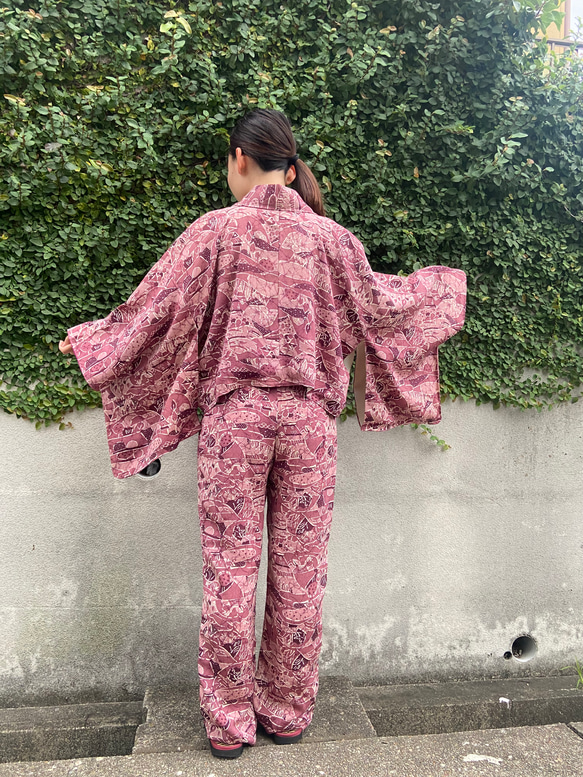 着物リメイク・パンツと前開きファスナーのセットアップ 