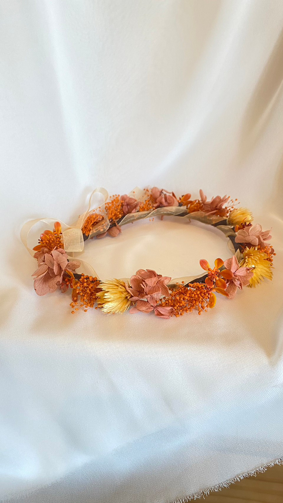 【秋気分な花かんむり】プリザーブド・アートフラワー（サイズ調整可能なリボン付き）