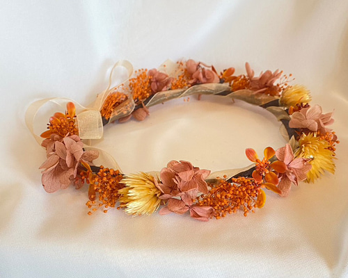 じゃすみん様ご検討用＊ピンクオレンジの花冠＊リボンイメージ じゃすみん様ご検討用＊ピンクオレンジの花冠＊リボンイメージ