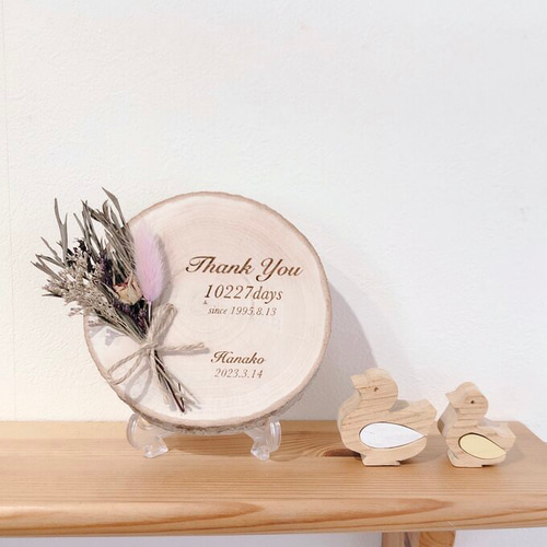 ymd.kk　2個木製M 子育て感謝状　ウエディング　プリザーブドフラワー ymd.kk 2個木製M 子育て感謝状 ウエディング プリザーブド