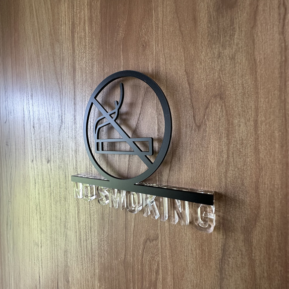 （送料無料）ルームサイン NO SMOKING ドア用 3Dアイコン クリア文字 4枚目の画像