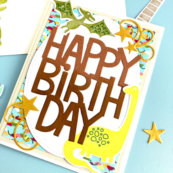 可愛い恐竜さんの誕生日カード 2枚目の画像