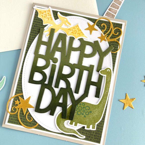 可愛い恐竜さんの誕生日カード 2枚目の画像