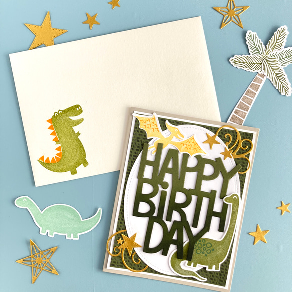 可愛い恐竜さんの誕生日カード 1枚目の画像