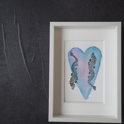 双龍の活版画〜龍とハート〜１点もの（額入り）龍とご縁を深めたい方へ 2枚目の画像