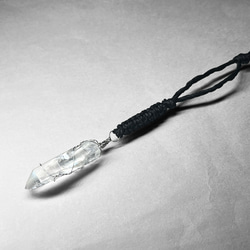Japanese paper strap 14 / 和紙ストラップ：レムリアン産水晶＋ステンレス製ワイヤーラッピング 2枚目の画像