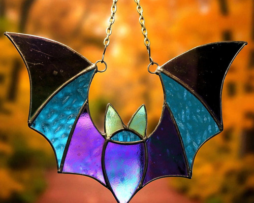 コウモリ ハロウィン ステンドグラス サンキャッチャー サン