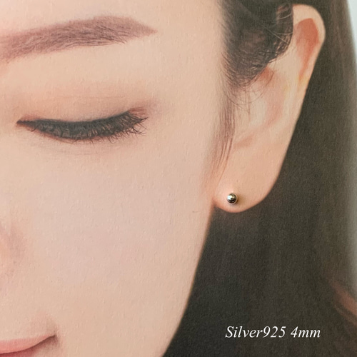 シルバー925 simple ボールピアス 3mm/4mm ピアス（スタッド・一粒