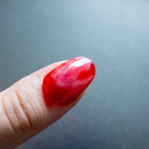 No.346 ネイルチップ 赤 ニュアンス うるうる マグネット 秋 紅葉