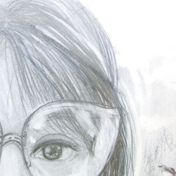 原画 鉛筆画 「メガネのコ」イラストボード 横24.5×縦29㎝ 7枚目の画像