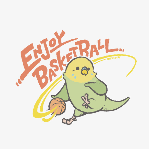 Tシャツ（ENJOY BASKETBALL / ドリブル / セキセイインコ / グリーン） 3枚目の画像