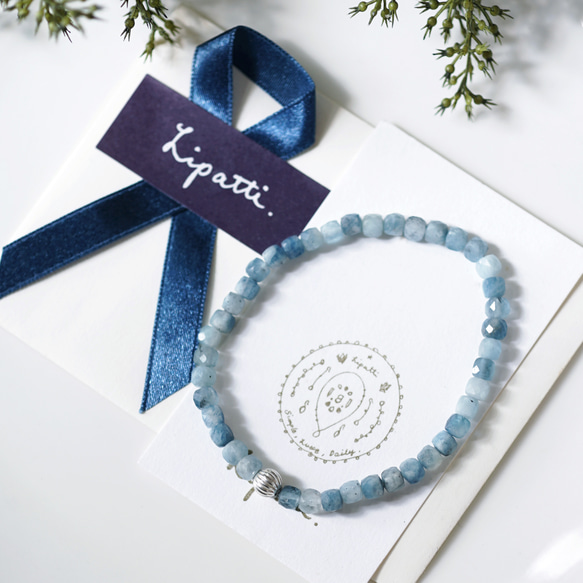 男女皆宜的深藍色海藍寶石串珠手鍊 - Adolfo 第5張的照片