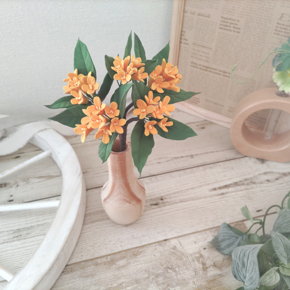 受注製作】金木犀キンモクセイ＊クレイフラワー＊粘土の花＊秋の花