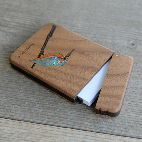 木製名刺入れ 鳥『カワセミ』 名刺入れ・カードケース