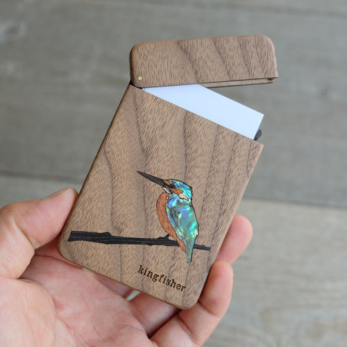 木製名刺入れ 鳥『カワセミ』 名刺入れ・カードケース tanakazougeten