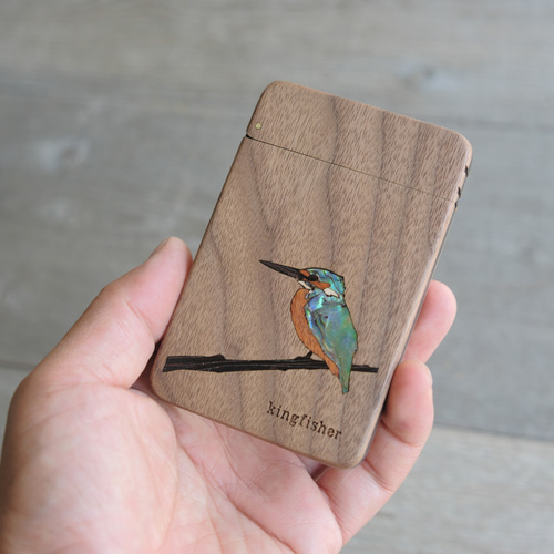 木製名刺入れ 鳥『カワセミ』 名刺入れ・カードケース tanakazougeten