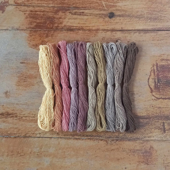 温もりカラー12m×10色/草木染め綿糸 太さ0.7mm/刺繍糸・刺し子糸