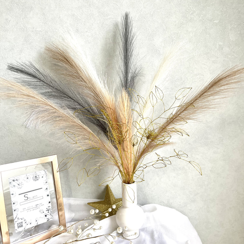 受注制作】ゴールドのワイヤーフラワーセット ワイヤーアート ワイヤー