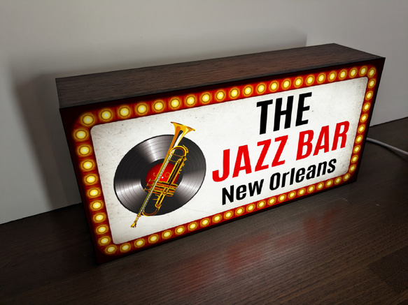 【Lサイズ】ジャズ JAZZ BAR ニューオリンズ ジャズ喫茶 ライブ サイン ランプ 看板 置物 雑貨 ライトBOX 3枚目の画像