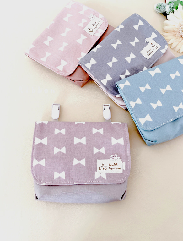 No.9 移動ポケット クリップ付き 女の子 りぼん ピンク 駄目 