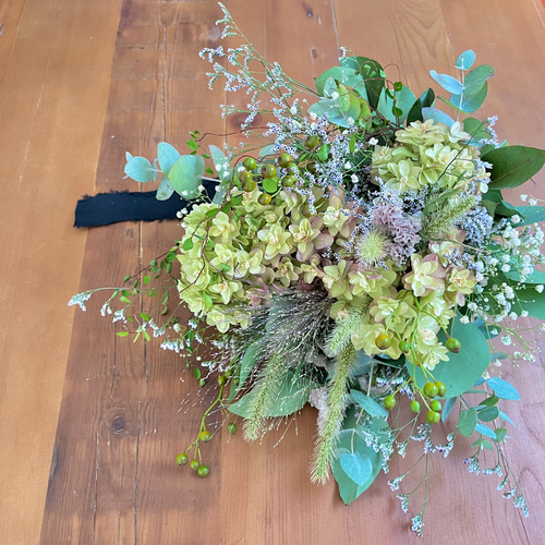 スワッグ(白露の草花) / ドライフラワー スワッグ 花束 アジサイ  