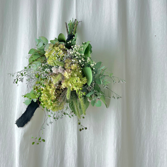 スワッグ(白露の草花) / ドライフラワー スワッグ 花束 アジサイ  