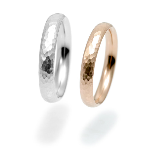 鍛造の結婚指輪《ペアリング》マーキス 槌目｜Pt950・K18《オーダー  